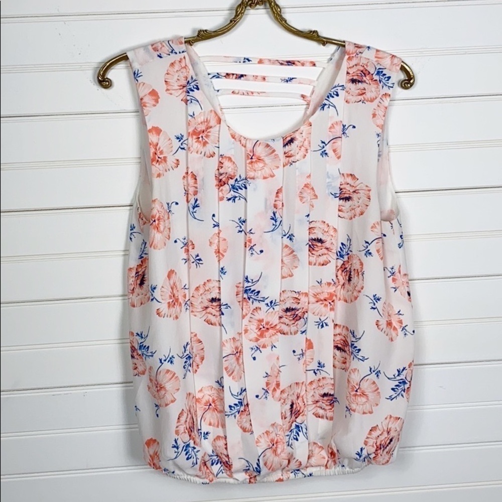 Meadow Rue Floral Sleeveless Blouse Size Small